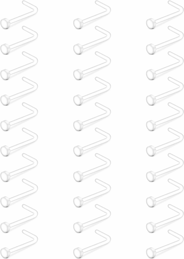 38Pcs Clear Piercing Retainers for Surgery Bioflex Nose Rings Belly Rings Septum Eyebrow Lip Cartilage Tragus Earring Retainer Industrial Bar Plastic Piercing Jewelry for Work