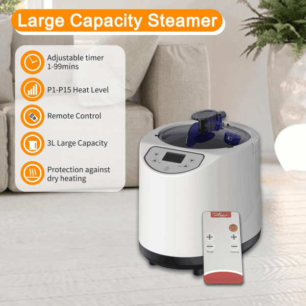 Portable Sauna for Home, Sauna Box Sauna Tent with 3L Steamer, Remote Control, Folding Chair and Foot Pad, Full Size Personal Steam Sauna for Home Spa, 15 Levels, Orange - Image 3