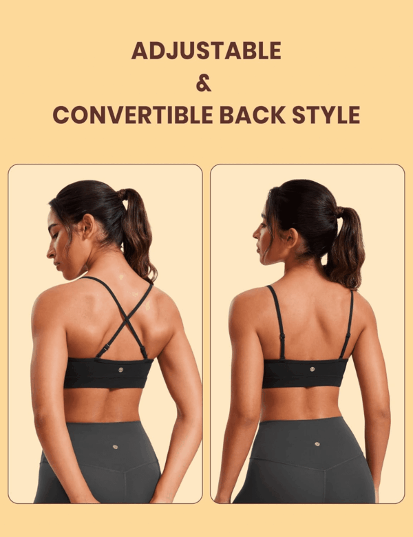 Butterluxe V-Neck Sports Bras for Women - Adjustable Thin Straps Padded Yoga Top Basic Wireless Camisole - Image 5