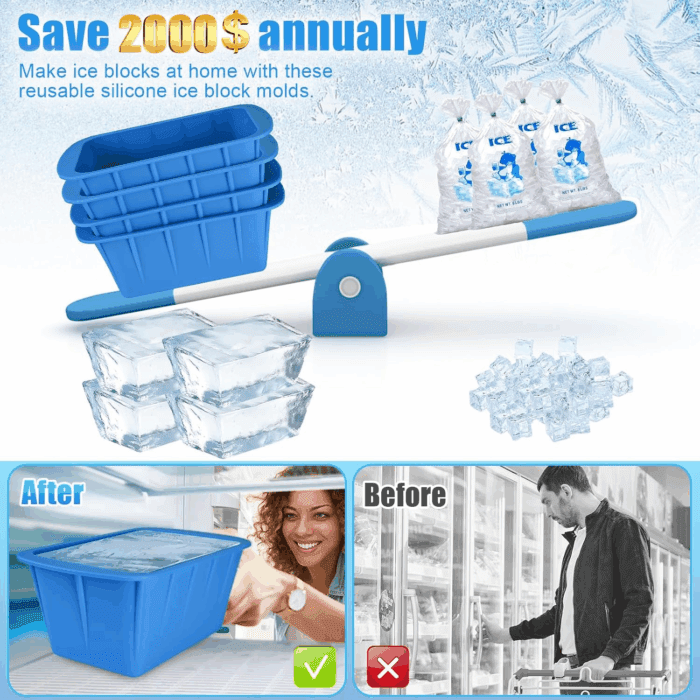 Ice Block Mold Extra Large for Cold Plunge and Ice Bath, Silicone Water Chille, Water Cooler for Ice Bath Accessories 32Lbs 4Pack - Image 5