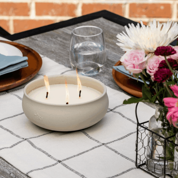 Citronella Candle 2-Pack – 7-Inch White Wax Bowl with Concrete Finish – Outdoor Decorative Candles for Patio, Deck, Garden, Backyard & Camping - Image 2