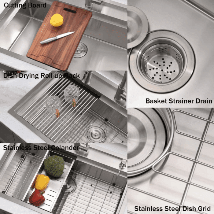 30 Inch Drop in Waterfall Kitchen Sink Workstation with Faucet Combo- 30X22 Drop-In Sink 16 Gauge Stainless Steel Single Bowl Kitchen Sink with Cutting Board - Image 7
