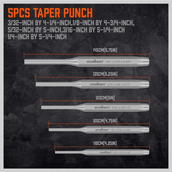 16-Piece Punch and Chisel Set, Including Taper Punch, Cold Chisels, Pin Punch, Center Punch - Image 7