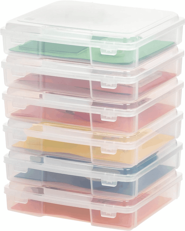 USA Board Game Storage and Organizer Portable Plastic Project Case Box with Snap-Tight Latch, 6-Pack, Fits 8.5" X 11" and A4 Papers, for Magazine Document Craft Hobby Art Supplies, Thick, Clear