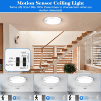 Motion Sensor Ceiling Light Wired, LED Flush Mount Ceiling Light Fixture 18W/1600LM, Motion Sensor Light Indoor for Stair Closet Porch Hallway Laundry, Time Dimmable Ceiling Lights 3000K/4000K/6000K - Image 2