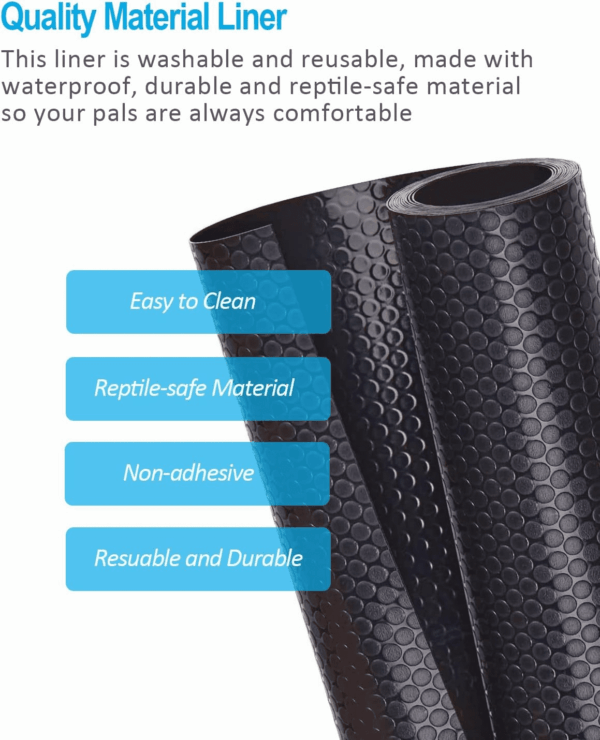 Bearded Dragon Tank Accessories, Reptile Terrarium Liner Substrate for Leopard Gecko, Snake, Lizard and Tortoise, Non-Adhesive Reptile Carpet Bedding for Reptile Tank, Black - Image 2