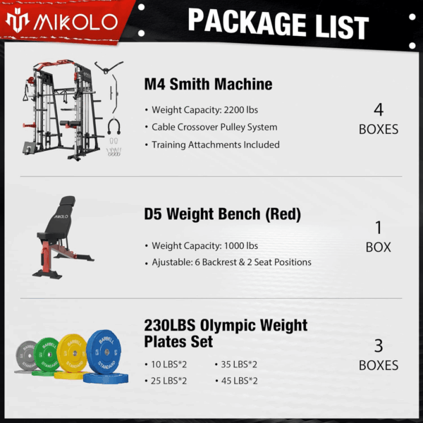 Smith Machine, 2200Lbs Squat Rack with Lat-Pull down System & Cable Crossover Machine, Training Equipment with Leg Hold-Down Attachment, Garage & Home Gym Package - Image 2