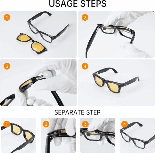 2Pcs Polarized Clip for Ray-Ban Meta Wayfarer RW4006 Smart Glasses (Size M 50-22), Discoloration Clips Compatible with Ray-Ban Meta Wayfarer Protect Your Eyes, Cool and Fashion (Black + Green) - Image 8