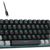 Portable 60% Mechanical Gaming Keyboard, Mk-Box LED Backlit Compact 68 Keys Mini Wired Office Keyboard with Red Switch for Windows Laptop PC Mac - Black/Grey