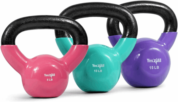 Kettlebell Set Vinyl Coated Weights Combo for Full Body Workout Equipment Push Up, Grip Strength Training, Dumbbell Weights Exercises
