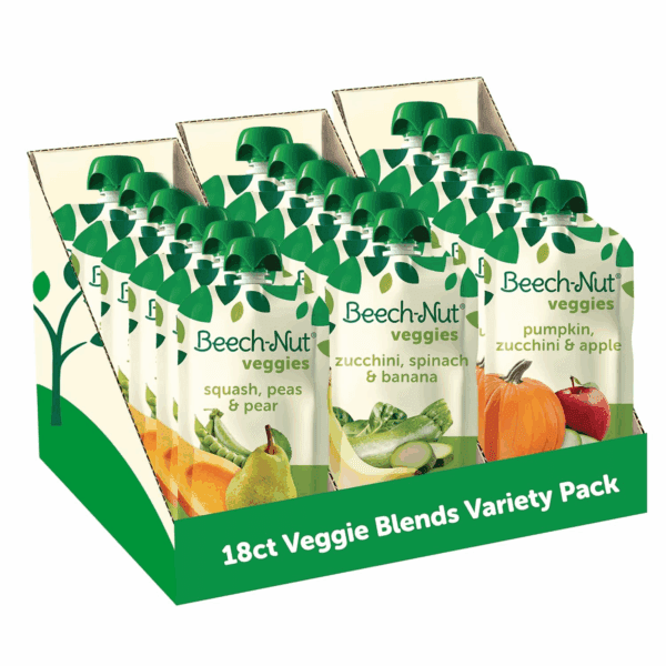 Baby Food Pouches Variety Pack, Veggie Purees, 3.5 Oz (18 Pack)