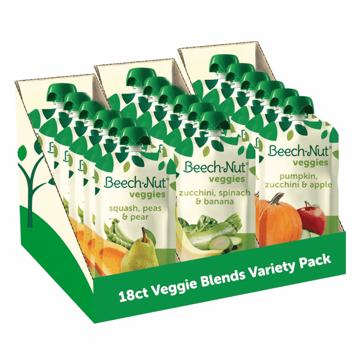 Baby Food Pouches Variety Pack, Veggie Purees, 3.5 Oz (18 Pack)
