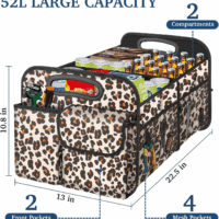 Car Trunk Organizer, Car Storage Organizer with Large Capacity Waterproof Collapsible Trunk Organizer for Car Suv/Jeep/Sedan (Leopard Print, Standard) - Image 2