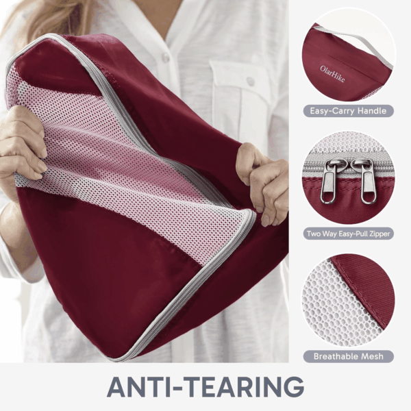 ALL INCLUDED 10 Set Sturdy Packing Cubes for Suitcases, Travel Essentials,Upgraded Anti-Tear Stitching, NEW Improved Luggage Packing Organizers for Travel Accessories (Burgundy) - Image 4