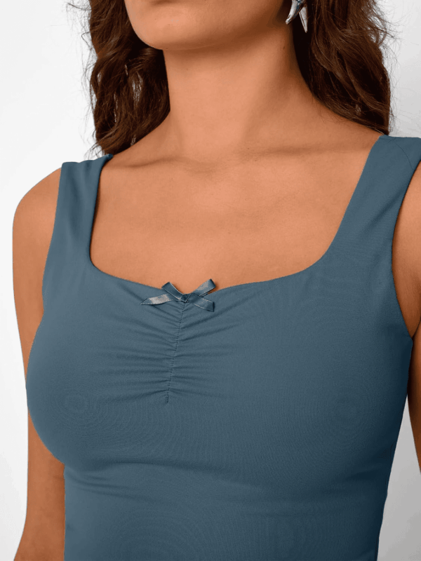 Going Out Tops for Women Y2K Summer Teen Girls Cute Crop Tank Top Square Neck Basci Bow Clothes 2025 Camisole - Image 5