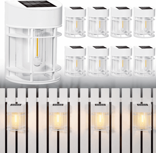 Solar Fence Lights, 8 Pack Deck Light Solar Powered, Waterproof Solar Outdoor Lights Decorative for Garden Backyard Fence Post Patio, White - Image 2