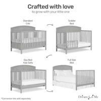 Storybrooke 5 in 1 Convertible Crib in Pebble Grey, JPMA & Greenguard Gold Certified, Built of Sustainable Pinewood, 3 Mattress Height Settings, Non-Toxic Water-Based Paint Finish - Image 4