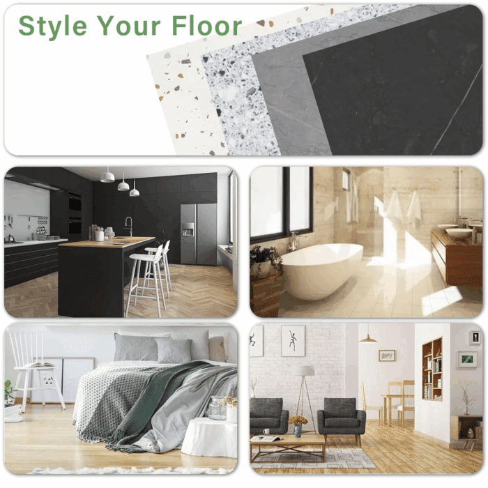 20-Pack Peel and Stick Floor Tiles Vinyl Floor 12 X 12 Inch Self Adhesive Waterproof Flooring Planks DIY for Bathroom, Kitchen, Living Room, RV, Cover 20 Sq. Ft, Dark Grey Marble - Image 5