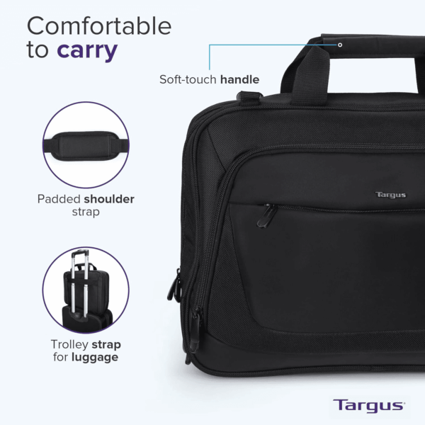 Citylite Laptop Briefcase Shoulder Messenger Bag for 15.6-Inch Laptop, Black (TBT053US) - Image 5
