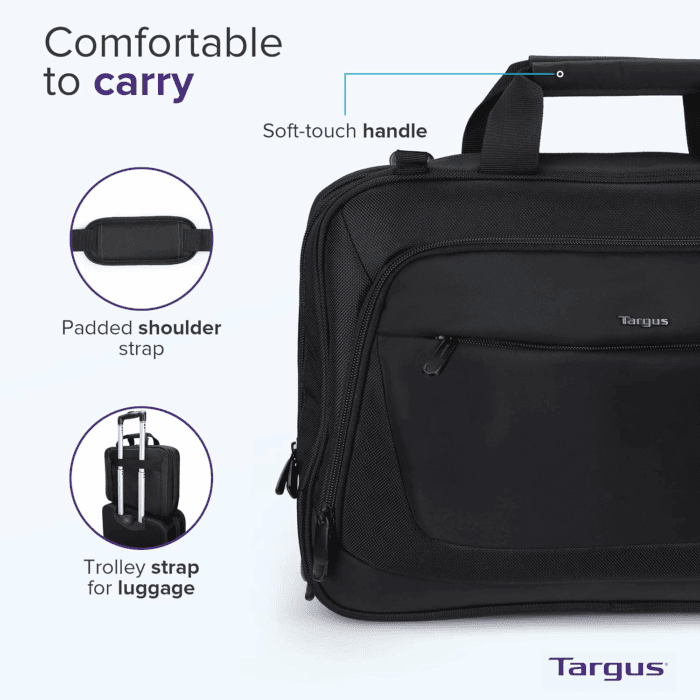Citylite Laptop Briefcase Shoulder Messenger Bag for 15.6-Inch Laptop, Black (TBT053US) - Image 5