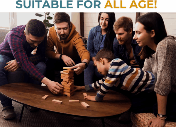 Wood Tumbling Tower - Ideal for Party, Kids Games, Building, Camping, Outdoor Games for Adults and Family, Classic Stacking Block for Challenging Your Skills. - Image 4