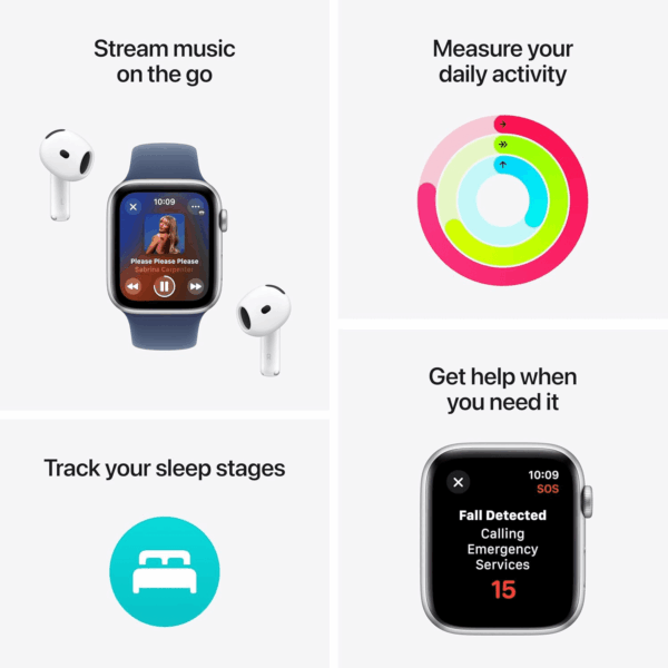 Watch SE (2Nd Gen) [GPS 40Mm] Smartwatch with Silver Aluminum Case with Denim Sport Band S/M. Fitness and Sleep Trackers, Crash Detection, Heart Rate Monitor, Retina Display - Image 3