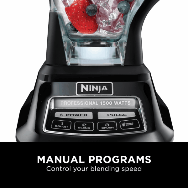 Blender, Mega Kitchen System, 1500W, 4 Functions for Smoothies, Processing, Dough, Drinks & More, with 72 Blender Pitcher, 64 Processor Bowl, 2 Nutri Cups + Lids, Black, BL770 - Image 6