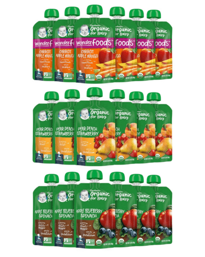 Organic Baby Food Pouches, 2Nd Foods for Sitter, Fruit & Veggie Variety Pack, 3.5 Ounce (Set of 18)