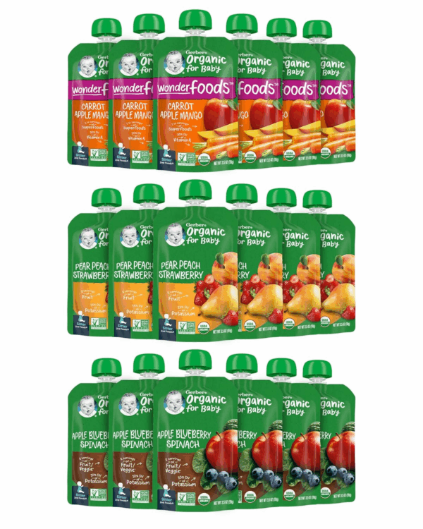 Organic Baby Food Pouches, 2Nd Foods for Sitter, Fruit & Veggie Variety Pack, 3.5 Ounce (Set of 18)