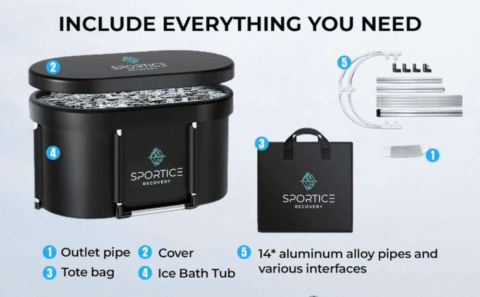 XL Ice Bath Tub for Athletes, 129 Gal Multi-Layered Cold Plunge Tub for Recovery – Portable Ice Bath for Home Gym, Indoor & Outdoor Use – Adult-Sized, Durable & Insulated Cold Therapy Tub - Image 5