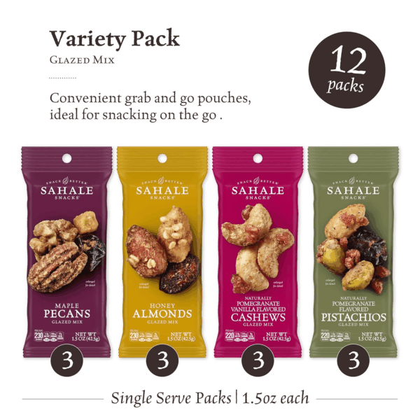 Glazed Mix Nut Blend Variety Pack, 1.5 Oz Grab & Go Bags (12 Total Packs) - Four Different Dry-Roasted Deluxe Mixed Nuts Blends Included - Non-Gmo Kosher & Certified Gluten-Free Snacks - Image 2