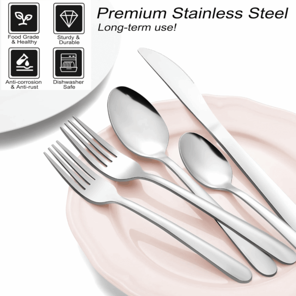72-Pieces Silverware Set for 12, Flatware Set with Steak Knives, Stainless Steel Cutlery Set, Include Forks Spoons and Knives Set, Dishwasher Safe Utensil Sets for Home Restaurant - Image 4