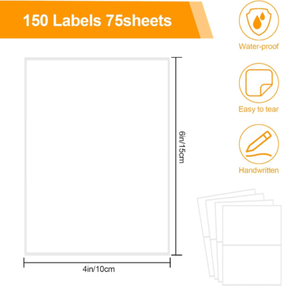 150 Pcs Labels for Storage Bins, 6 X 4 Inch Removable Labels for Storage Bins, Tear Resistant No Residue Storage Bin Labels, Matte White Blank Box Labels for School, Home, Business - Image 2