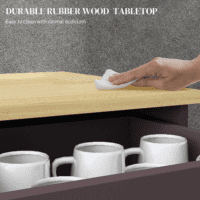 Sideboard with Solid Wood Countertop, Modern Kitchen Storage Cabinet, Coffee Bar Cabinet with 2 Drawers, Doors and Adjustable Shelf, Coffee - Image 5