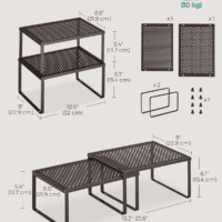 Spice Racks, Cabinet Shelf Organizers, Shelf Organizers, Countertop Organizers, Shelf Risers, Stackable, Expandable, Set of 2 Metal Kitchen Counter Shelves, Brown UKCS01BR - Image 2