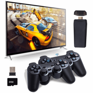 Retro Game Console, Plug & Play TV Gaming Console with 20,000 Built-In Games, 64GB, 4K HDMI Output, 9 Iconic Emulators, 2.4G Wireless Controllers, Dark