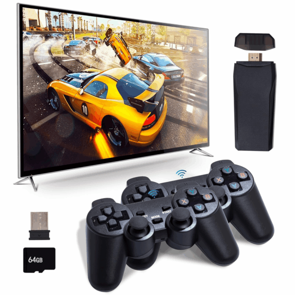 Retro Game Console, Plug & Play TV Gaming Console with 20,000 Built-In Games, 64GB, 4K HDMI Output, 9 Iconic Emulators, 2.4G Wireless Controllers, Dark