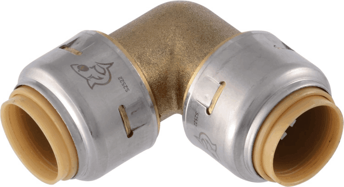 Max 1/2 Inch 90 Degree Elbow, Push to Connect Brass Plumbing Fitting, PEX Pipe, Copper, CPVC, PE-RT, HDPE, UR248A