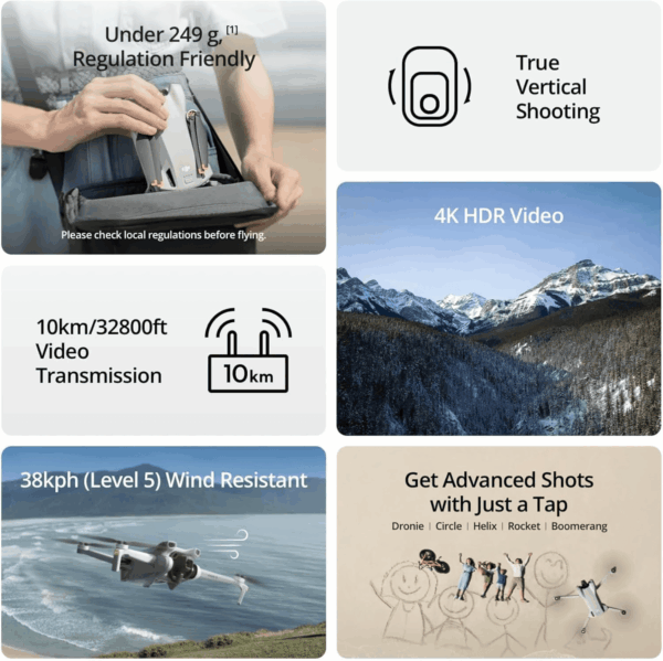 Mini 3 Fly More Combo ( RC), Drones with Camera for Adults 4K, 3 Batteries for 114-Min Flight Time, Vertical Shooting, 32800Ft (10Km) Video Transmission, Lightweight Mini Drone for Beginners - Image 2