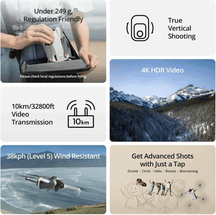 Mini 3 Fly More Combo ( RC), Drones with Camera for Adults 4K, 3 Batteries for 114-Min Flight Time, Vertical Shooting, 32800Ft (10Km) Video Transmission, Lightweight Mini Drone for Beginners - Image 2