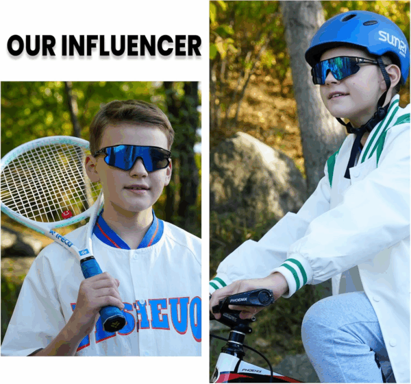 Kids Sunglasses Youth Baseball Sun Glasses Lightweight TR90 Frame UV400 Sports Cycling Shades for Boys Girls DK268 - Image 2