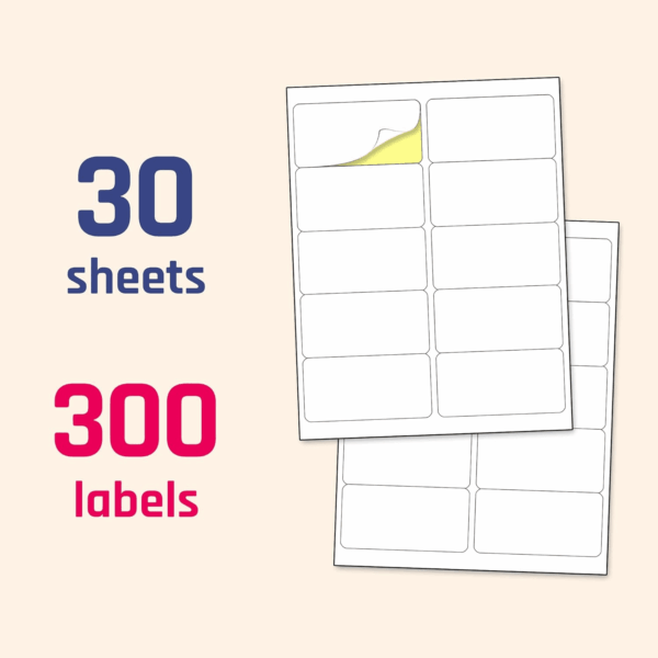 (2" X 4") 30 Sheets, Printable White Sticker Labels, Laser/Inkjet Printing - Matte, 10 per Page - Image 7