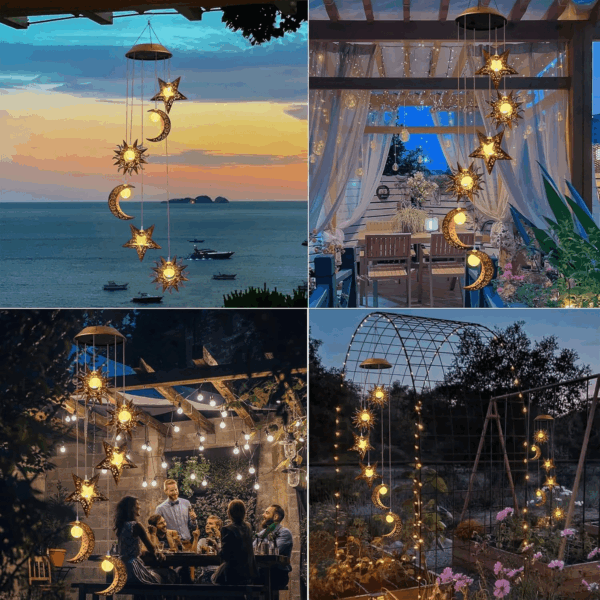 Solar Wind Chimes for Outdoor Lights Sun Moon Star Mom Wife Hanging Decor Outdoor Sympathy Wind Chimes for Garden Patio Balcony Birthday Womens Gifts - Image 3