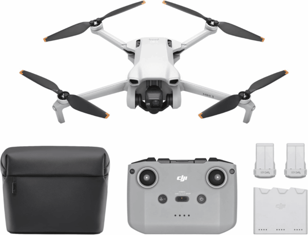 Mini 3 Fly More Combo, Lightweight 3X Mechanical Gimbal Mini Camera Drone with 4K HDR Video, 3 Batteries for 114-Min Flight Time, up to 32800Ft (10Km) Video Transmission, True Vertical Shooting