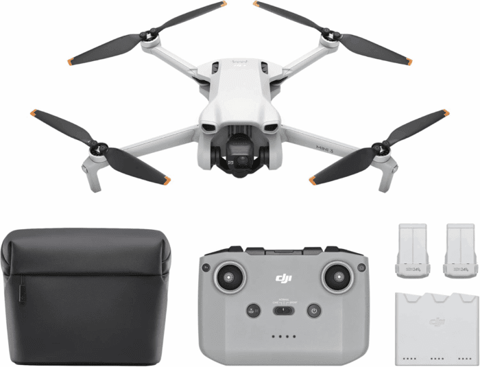 Mini 3 Fly More Combo, Lightweight 3X Mechanical Gimbal Mini Camera Drone with 4K HDR Video, 3 Batteries for 114-Min Flight Time, up to 32800Ft (10Km) Video Transmission, True Vertical Shooting
