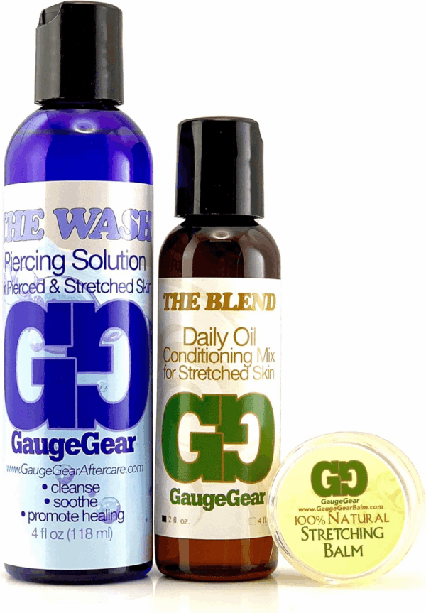Premium Stretched Ear Care Kit | Piercing Aftercare and Stretched Skin Care | Stretching Balm, Daily Oil