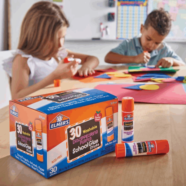 Disappearing Purple School Glue Sticks, Child-Friendly, Acid-Free and Washable - 7 Grams, Pack of 30 - Image 2