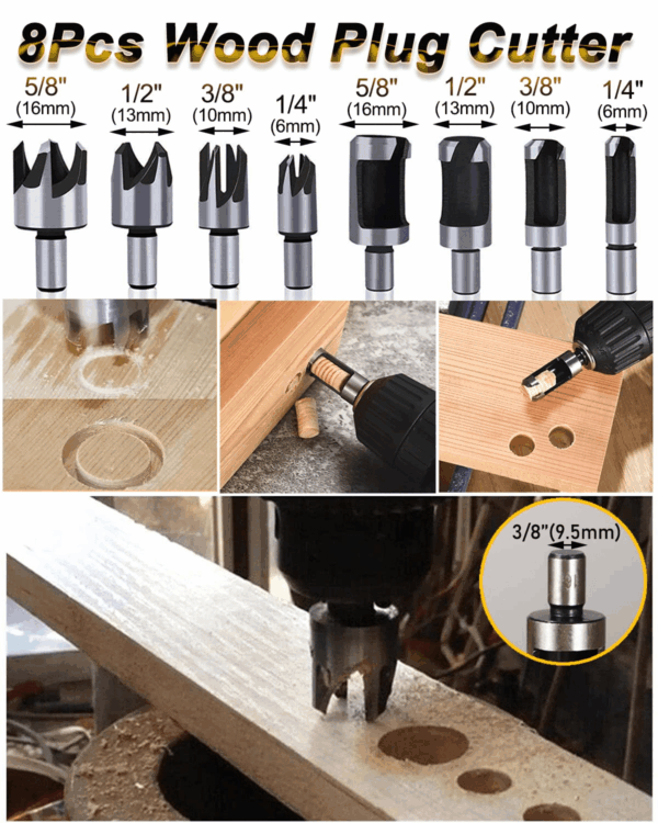 32 Pack Woodworking Chamfer Drilling Tools, Including Countersink Drill Bits, L-Wrench, Wood Plug Cutter, Step Bit, Center Punch, Cutting Twist Bits - Image 4