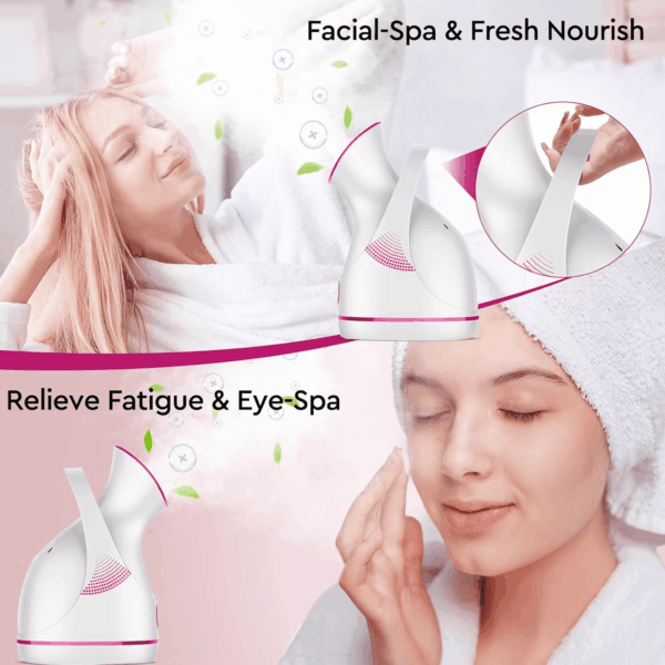Facial Steamer - Nano Ionic Face Steamer Warm Mist Steamer for Home Sauna SPA, Humidifier for Face Steamer for Deep Cleaning Unclogs Pores Sinuses - Bonus 5 Piece Stainless Steel Skin Kit - Image 7