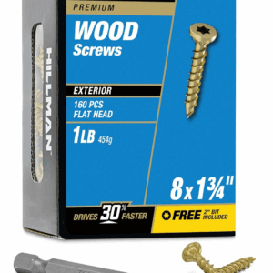 48596 Wood Screws, #8 X 1-3/4", Premium Outdoor Deck Screws, Rust Resistant, Epoxy Coated Bronze, 1Lb Box, 175 Pcs